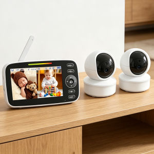 Wireless 4.3 Inch Split‑Screen Baby Monitor 2 Cameras PTZ Two‑Way Audio IR Night Vision Temperature Sensor Lullabies VOX Mode