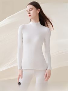 miiow | Warmth Comfortable Womens Half-High Collar Two-Piece Set Cat Lady Winter Silk Wool Underwear Soft Elastic Long Sleeve Long Pants