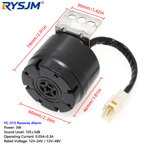 RYSJM | Universal 12-48V Vehicle Reversing Siren Horn 105dB / 107dB Loud Sound Backup Buzzer Warning Alarm For Truck Heavy Equipment