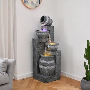 Modern Simple Flowing Water Fengshui Wheel Floor Fountain Living Room Entrance Aisle Home Humidifier Waterscape Decoration