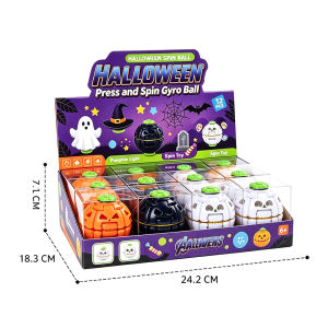 Halloween Pumpkin Press Spin Gyro Ball Light‑up Fidget Spinner Stress Relief Toy Halloween Party Decoration Gift