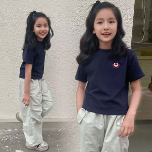 Girls Pure Cotton Short Sleeve T-Shirt Cartoon Strawberry Bear Half Sleeve Summer Childrens Clothing Soft round Neck Top