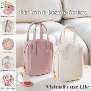 Vision PU Leather Cosmetic Bag Large Capacity Multi-function Makeup Organizers GIft Waterproof Storage Bags Women Portable Washbag Toiletries Organizer Storage Hangbag Travel Make Up Bag