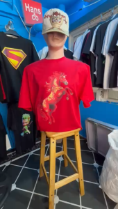 Kaos Pria Premium Motif 3Dimensi Kuda Api Super Merah Animasi Tshirt Oblong Laki Hc0801 By hans & co Katun