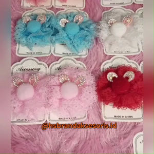 (1SET 2PCS) JEPIT RAMBUT PERMATA IMPORT PREMIUM / JEPIT RAMBUT ANAK RENDA POM-POM / JEPITAN RAMBUT MAHKOTA TILE / JEPIT RAMBUT ANAK KARAKTER LUCU / CUTE HAIR CLIP / JBS8830