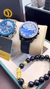 BIDEN Jam Tangan Pria Mewah Kasual Kuarsa Tahan Air Tampilan Tanggal Chronograph Multi Fungsi Gelang Kulit