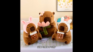 gấᴜ Bông Capybara Tai thỏ cầm trà sữa Chuột Lang mê trà sữa