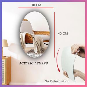 Acrylic Mirror Bendable 40CM*30CM STICKER CERMIN OVAL 3D Tidur Mirror/Stiker Cermin Rias Dinding Cermin Tempel