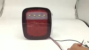 2pcs 12V Jeep Wrangler Tail Light 16 LEDs Truck Boat Stop Turn Tail Back Up Reverse Light