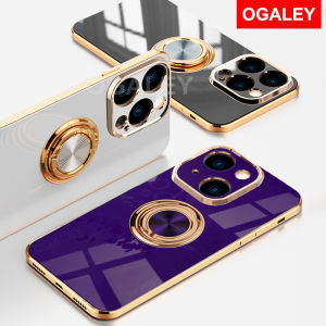 FLOVEME Silicone Cover for IPhone 14 Pro Max 14 Plus Case for IPhone 13 Pro Max IPhone 12 11 Luxury Plating Case Ring Holder Phone Case