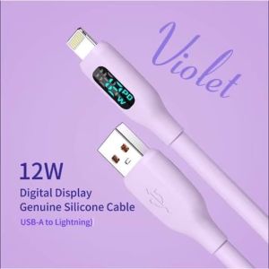 Cáp USB A Sang Lightning Bằng Silicon Mềm Màu Hồng Macaron Có Màn Hình LED Đạt Chứng Nhận MFI Hỗ Trợ Sạc Và Truyền Dữ Liệu Cho iPhone 14-8 Series