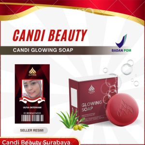 Candi Glowing Soap Bar untuk Wajah & Badan Sabun dg Bahan Aktif pencerah sekaligus merawat kulit berjerawat