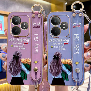 Realme GT Neo6SE Creative Womens Phone Case Silicone Protective Full Cover Anti-Fall with Wristband Lanyard Eco-Friendly 5G Support