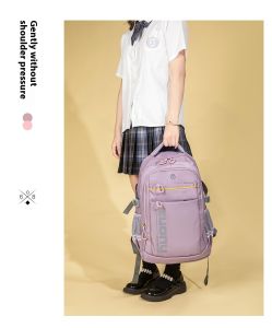 Zonu Large Capacity Back Support High School Backpack Double Shoulder Bag for Boys And Girls Middle School Students Casual Style