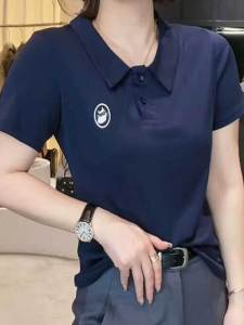 plus Size Womens T-Shirt Korean Style Loose Fit Short Sleeve Baby Doll Collar Meat Concealing POLO Shirt Casual Cotton Blend