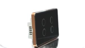 Công tắc cảm ứng thông minh wifi loại Đặc Biệt nút chạm lõm viền nhôm màu vàng