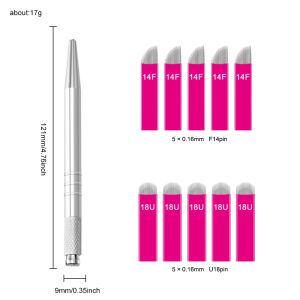 JUNMIAO | Microblading Pen Kit Light Manual Tattoo Pens For Permanent Makeup Supplies Durable Aluminum Pen With Tattoo Needles  Piece