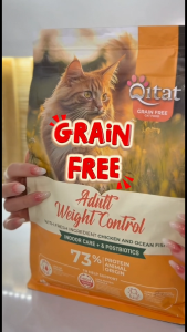 QITAT Grain Free Dry Cat Food【1KG】Chicken Ocean Fish |Adult Cat Food|Adult Weight Control|Indoor Care|High Protein