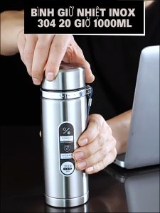 Bình nước giữ nhiệt 1000ml Hilogi giữ lạnh 18 giờ giữ nóng 10 giờ có dây treo và khay lọc trà