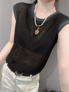 ฤดูร้อน แฟชั่นใหม่ Ice ผ้าไหม ถัก เสื้อท่อนบน ผู้หญิง หลวม แขนสั้น โปร่งแสง สตรีทสไตล์ ผ้าวิสโคส โพลีเอสเตอร์ Blend Crewneck