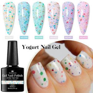 MSRUIOO 8ml Yogurt Glitter Nail Gel Polish Milky White Pink Nail Supplies UV/LED Semi Permanent Varnishes for Manicure Design