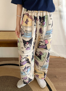 Womens Coral Fleece Pajama Pants Winter Long Home Clothes Cartoon Cute Crayon Shinchan Warm Outdoor Wearable Comfortable Sleepwear