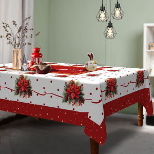 1 Piece Merry Christmas Red Ribbon Bouquet Tablecloth Elk Santa Claus Table Cover Holiday Tablecloth Tablecloth Home Decoration Christmas Decorations Gifts for Home Kitchen Living Room Dining Table Balcony Coffee Table Holiday Party Holiday Tab...