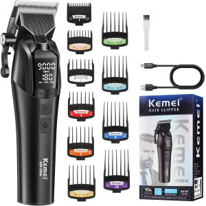 Kemei Hair Clipper Razor For Men Rechargeable Hair Cut Machine Professional Hair Trimmer Barber 9000RPM DLC Blade