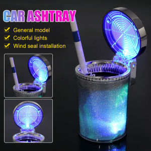 [🇵🇭 24h Delivery] Dollyy Car Ashtray with Lid Cover LED Light Cigarette Cigar Ashtray Container Gas Bottle Smoke Cup Holder Storage Cup Car Supplies Decoration