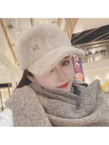 Thickened Plush Rabbit Fur Womens Hat Autumn Winter Warm Duckbill Cap Korean Style Street Fashion Versatile Baseball Cap