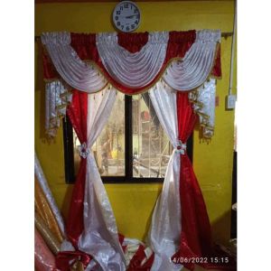 Jacquard satin with board and tassel double dual tone swag curtains (size 65" wide * 75" lenght) pwede pa iadjust ang size chat nyo lang po