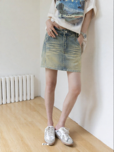 VNOOK | Chân Váy Jean Mini A-Line Giảm Cân Dễ Phối Vintage