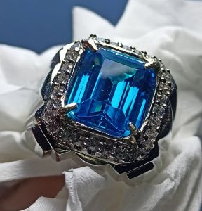 cincin batu Permata blue topaz Swiss top Quality