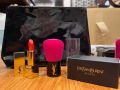 Bộ trang điểm Ysl mini gồm 3 món (ví + son + cọ trang điểm). 