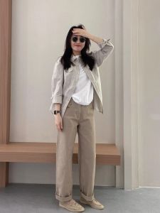 VKSOD | Korean Style Simple Collar Pocket Shirt Womens Fashion White Short T-Shirt Summer Casual Wide Leg Pants Three-Piece Set
