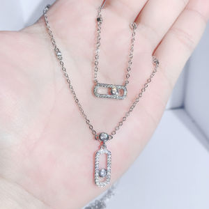 Geometric Open Ring Necklace Full of Diamonds Trendy New Fashion Jewelry Elegant Personality Gong Jun Earring Pendant Clip
