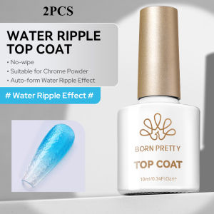 BORN PRETTY No Wipe Water Ripple Top Coat Gel Auto-Forming Wave Texture Compatible with Multi Base Manicure DIY Home Salon Use