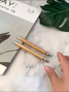 Bamboo Wooden Ballpoint Pen 1.0mm Bullet Tip Black Ink Signature Ball Pen School Supplies Gift Wholesale Notebook Spring School Supplies