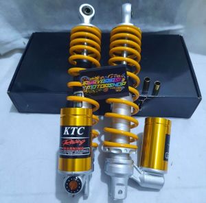 NEW~ Shockbreaker Shock Copy KTC RACING Double Tabung Bawah Yellow Series Uk 320mm 340mm Pnp Matic Yamaha Aerox 150 Old New/ Aerox 155 Old New/ Nmax 150 Old New/ Nmax 155 Old New/ Xmax/ Nmax Turbo New