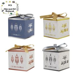 12/24 Chiếc Eid Mubarak Hộp Quà Tặng Ramadan Mubarak Nhỏ Goodie Hiện Tại Hộp Quà Tặng Hộp Quà Tặng Hồi Giáo Lễ Hội Giấy Bìa Có Thể Gập Lại Bao Bì