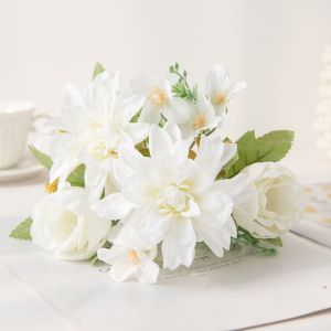 Artificial Flowers Silk Dahlia Peony High Quality Holiday Wedding Bridal Bouquets Home Vase Table DIY Gift Scrapbook Decorations