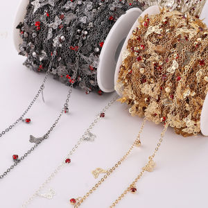 3color Copper butterfly red diamond chain Accessories  For DIY handmade chain  Sewing Garment Wedding Clothing Art  Necklace Bracelet Jewelry Accessory