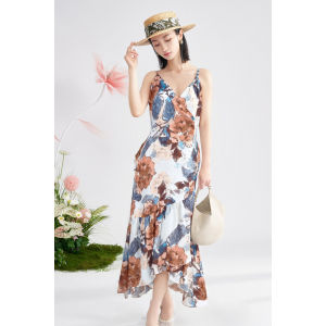 Misoshine | Elegant Custom Printed Spaghetti Strap Dress