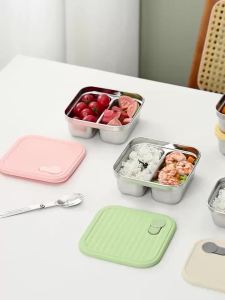 WORTHBUY | 2 Cái/bộ Hộp Cơm Bento Bằng Thép Không Gỉ Có Thể Xếp Chồng Cho Trẻ Em Học Sinh Thân Thiện Với Môi Trường Chống Rò Rỉ Lò Vi Sóng Có Thể Nóng Lên Hộp Đựng Salad Trái Cây