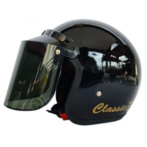 HELM RETRO MODEL BOGO KACA INJAK DATAR SILVER SMOKE PELANGI.