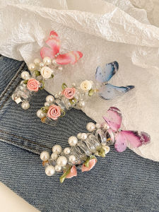 Super Sweet Mori Style Rose Phone Line Hair Ring Girl Fancy Butterfly Pearl Barrettes Bubble Braid Ponytail Hair String