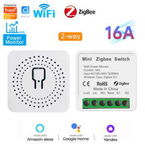 Tuya ZigBee WiFi Smart Switch 2 Way Control Breaker Relay Power Monitor 16A Smart Life APP Voice Control with Alexa Google Home