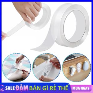 Băng Dính 2 Mặt - Băng Keo Nano Trong Suốt Bằng Acrylic Chống Nước Dán Mọi Vật Dụng Không Để Lại Dấu Vết - Băng Keo 2 Mặt Siêu Dính Treo Đồ Đa Năng