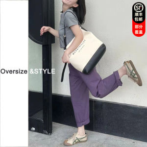 plus Size Womens Summer Thin Pure Cotton Casual Harem Pants Wide Leg Grandmother Style Slimming Nine Point Length