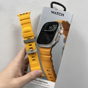 สายซิลิโคนสร้อยข้อมือกีฬาสําหรับ iWatch Ultra2 Apple Watch 10/9/8/1/2/3/4/5/6/7 46 มม.49 มม.45 มม.สําหรับนาฬิกา 41 44 40 38 42 มม.